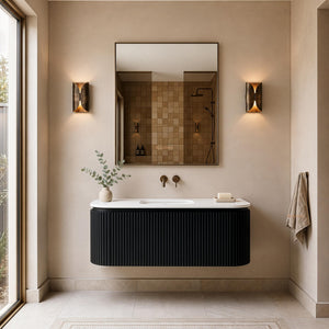 LUKKA ESTELLA MATTE BLACK 1200MM CURVE SINGLE BOWL WALL HUNG VANITY
