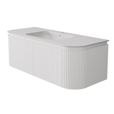 LUKKA ESTELLA MATTE WHITE 1200MM CURVE SINGLE BOWL WALL HUNG VANITY