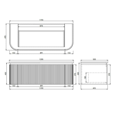 LUKKA ESTELLA MATTE BLACK 1200MM CURVE DOUBLE BOWL WALL HUNG VANITY