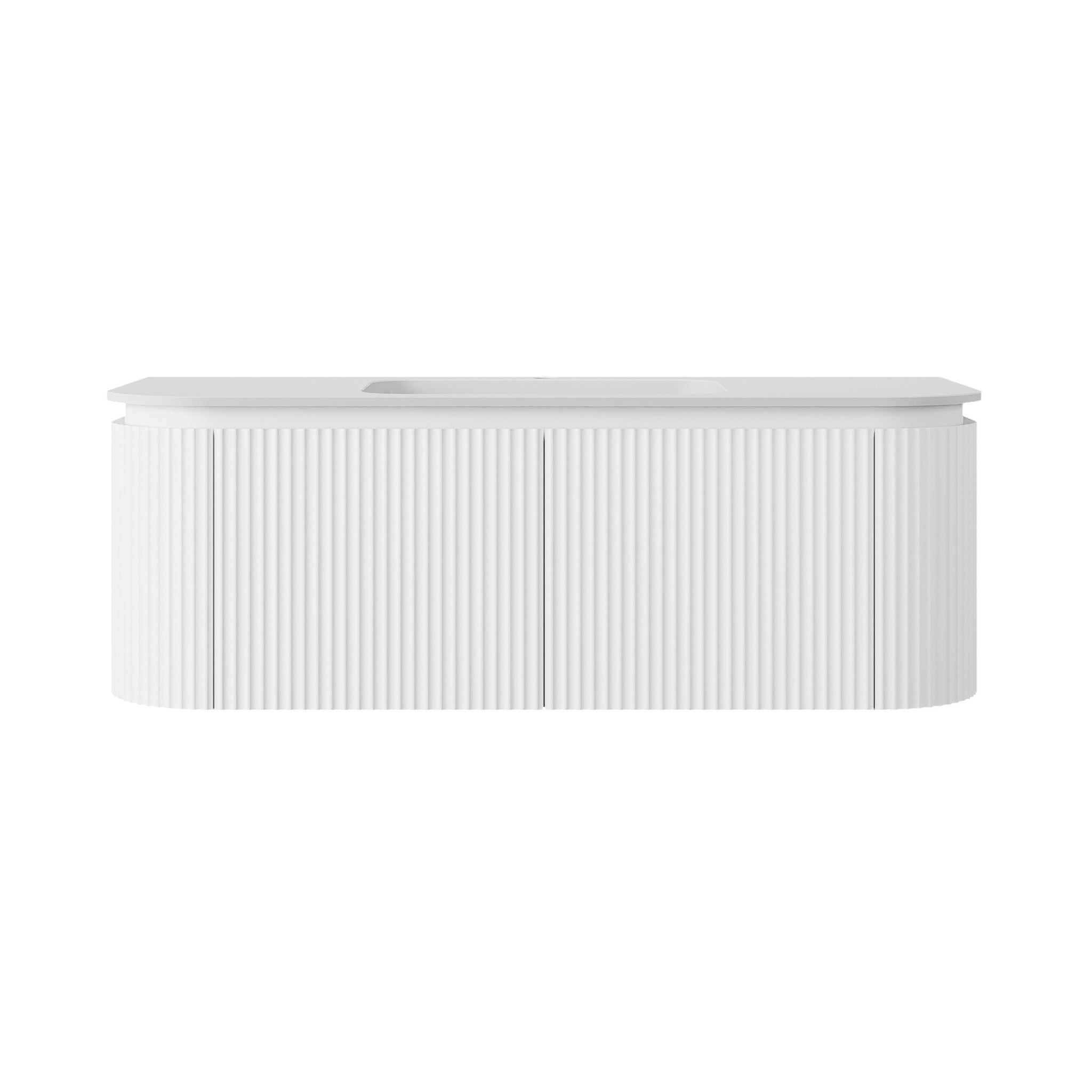 LUKKA ESTELLA MATTE WHITE 1200MM CURVE SINGLE BOWL WALL HUNG VANITY