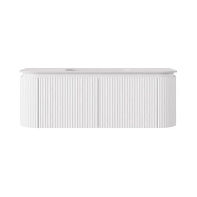LUKKA ESTELLA MATTE WHITE 1200MM CURVE SINGLE BOWL WALL HUNG VANITY