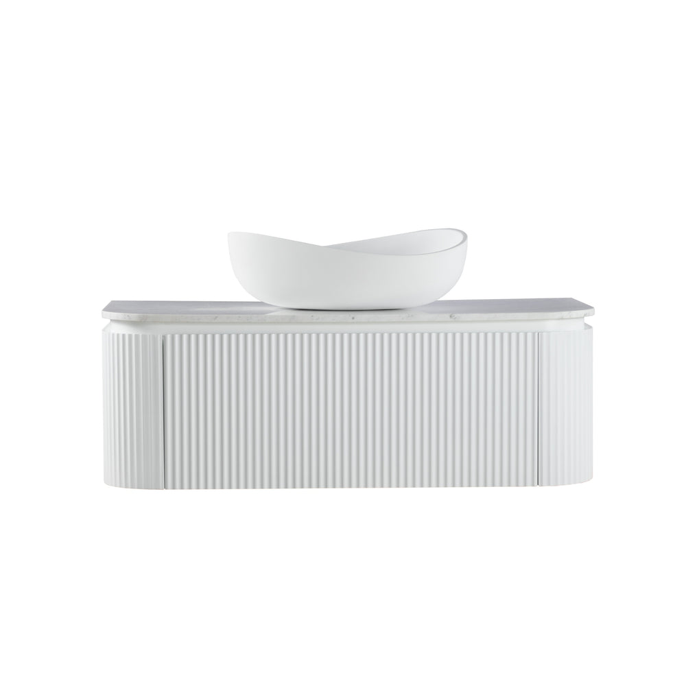 LUKKA ESTELLA MATTE WHITE 1200MM CURVE SINGLE BOWL WALL HUNG VANITY