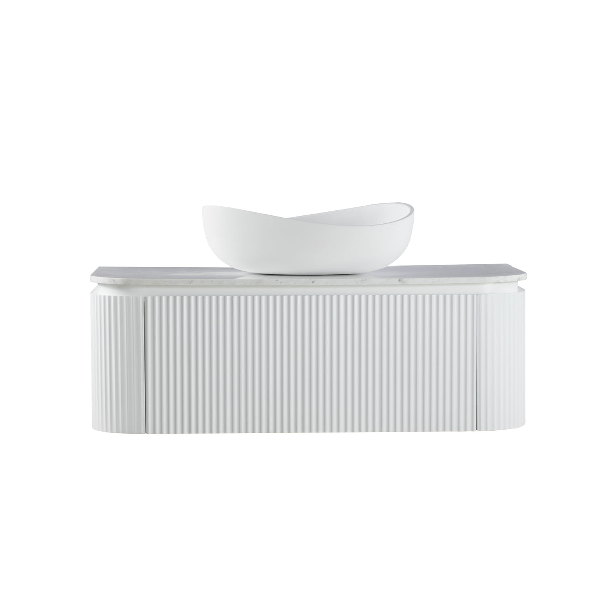 LUKKA ESTELLA MATTE WHITE 1200MM CURVE SINGLE BOWL WALL HUNG VANITY