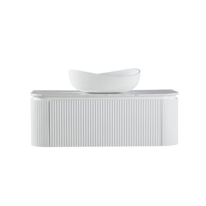 LUKKA ESTELLA MATTE WHITE 1200MM CURVE SINGLE BOWL WALL HUNG VANITY