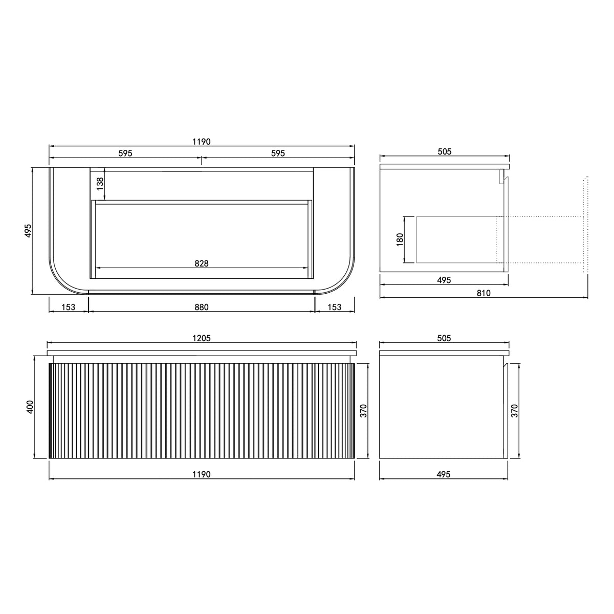 LUKKA ESTELLA MATTE WHITE 1200MM CURVE SINGLE BOWL WALL HUNG VANITY