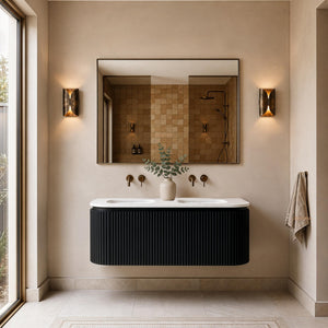 LUKKA ESTELLA MATTE BLACK 1200MM CURVE DOUBLE BOWL WALL HUNG VANITY