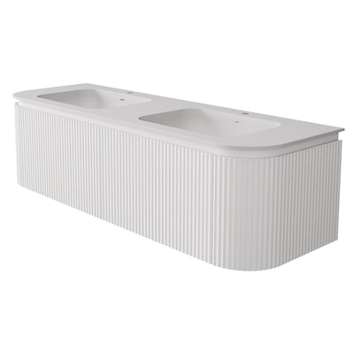 LUKKA ESTELLA MATTE WHITE 1500MM CURVE DOUBLE BOWL WALL HUNG VANITY