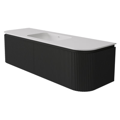 LUKKA ESTELLA MATTE BLACK 1500MM CURVE SINGLE BOWL WALL HUNG VANITY