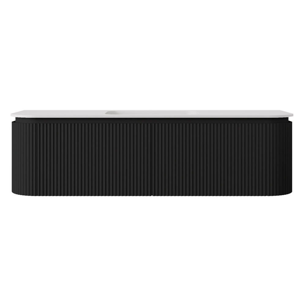 LUKKA ESTELLA MATTE BLACK 1500MM CURVE SINGLE BOWL WALL HUNG VANITY