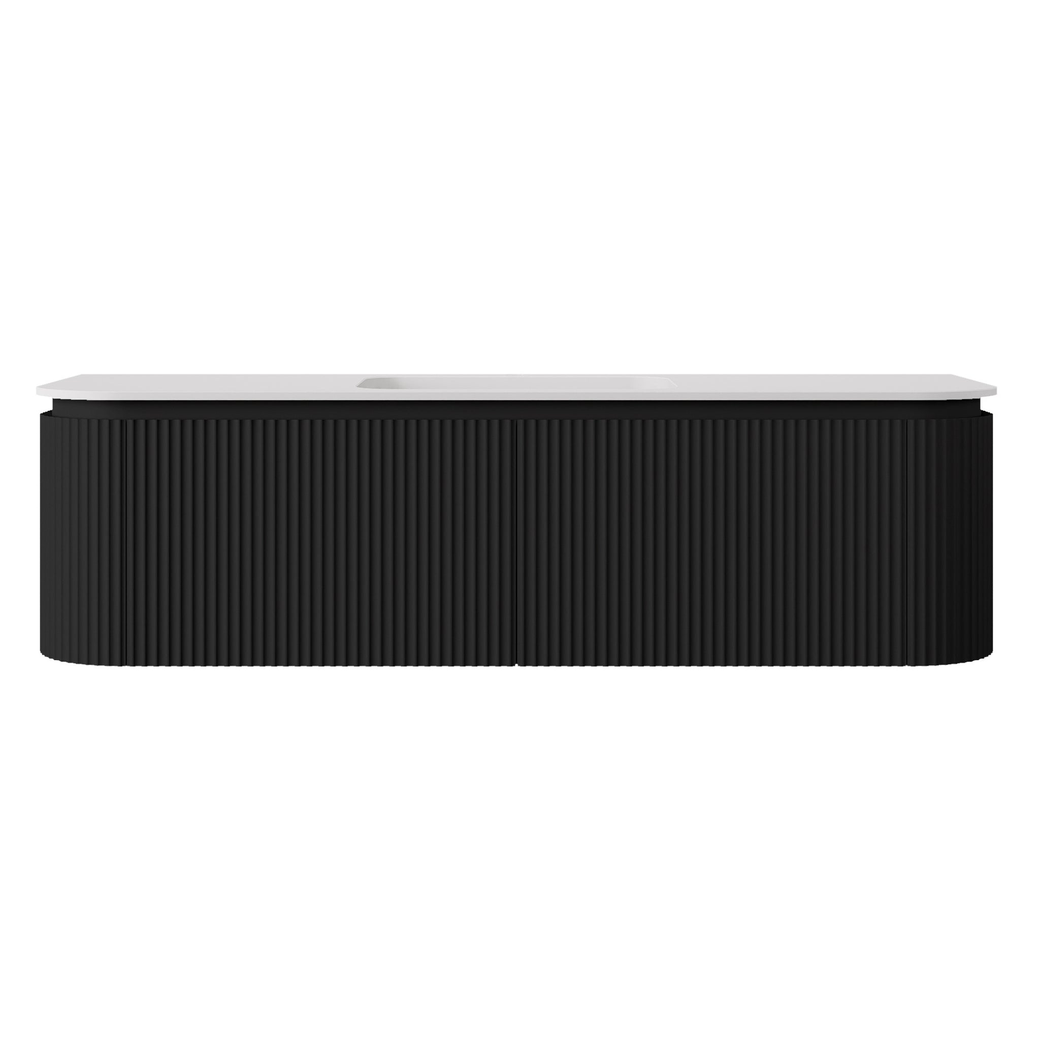 LUKKA ESTELLA MATTE BLACK 1500MM CURVE SINGLE BOWL WALL HUNG VANITY