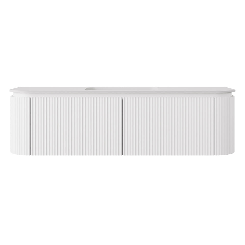 LUKKA ESTELLA MATTE WHITE 1500MM CURVE SINGLE BOWL WALL HUNG VANITY