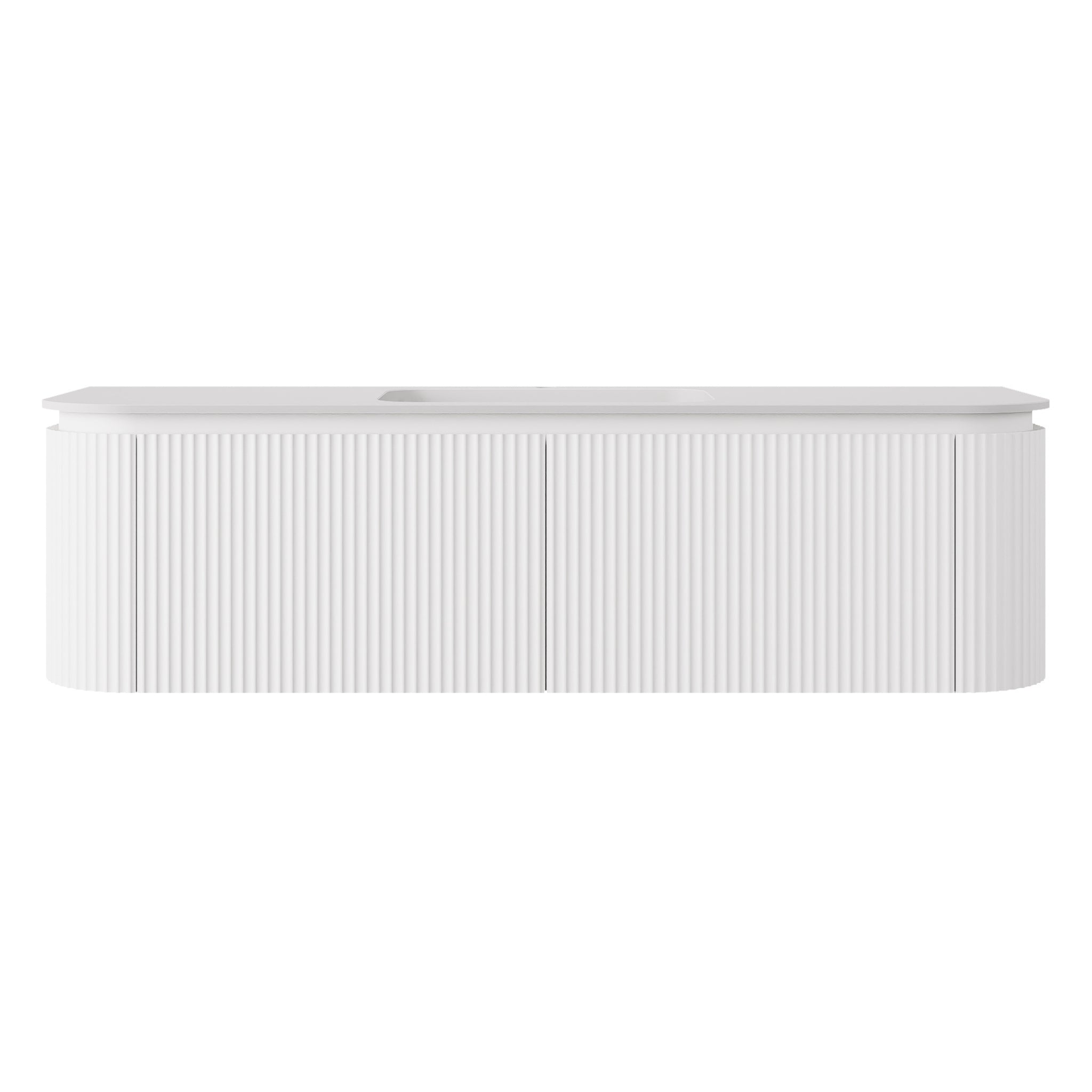 LUKKA ESTELLA MATTE WHITE 1500MM CURVE SINGLE BOWL WALL HUNG VANITY