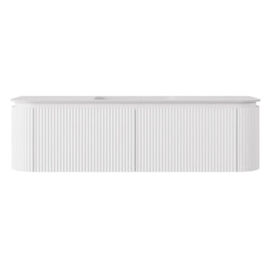 LUKKA ESTELLA MATTE WHITE 1500MM CURVE SINGLE BOWL WALL HUNG VANITY