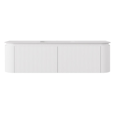 LUKKA ESTELLA MATTE WHITE 1500MM CURVE SINGLE BOWL WALL HUNG VANITY