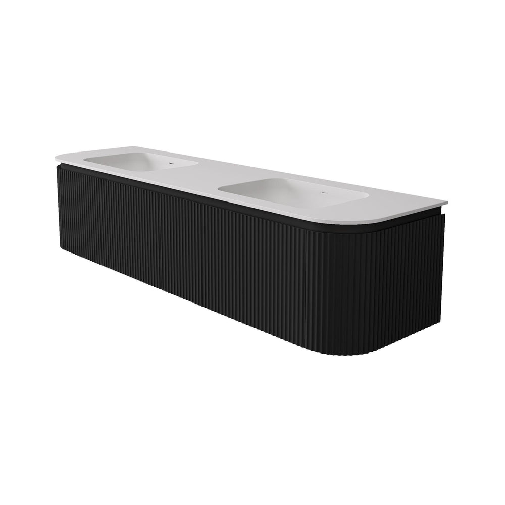 LUKKA ESTELLA MATTE BLACK 1800MM CURVE DOUBLE BOWL WALL HUNG VANITY