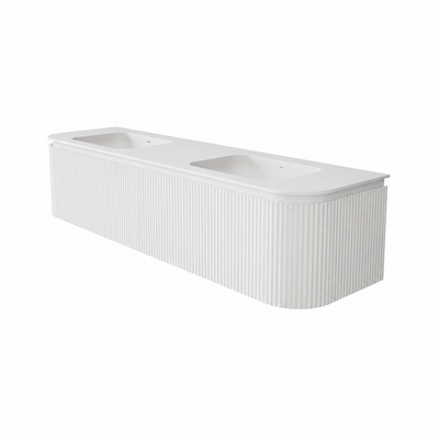 LUKKA ESTELLA MATTE WHITE 1800MM CURVE DOUBLE BOWL WALL HUNG VANITY