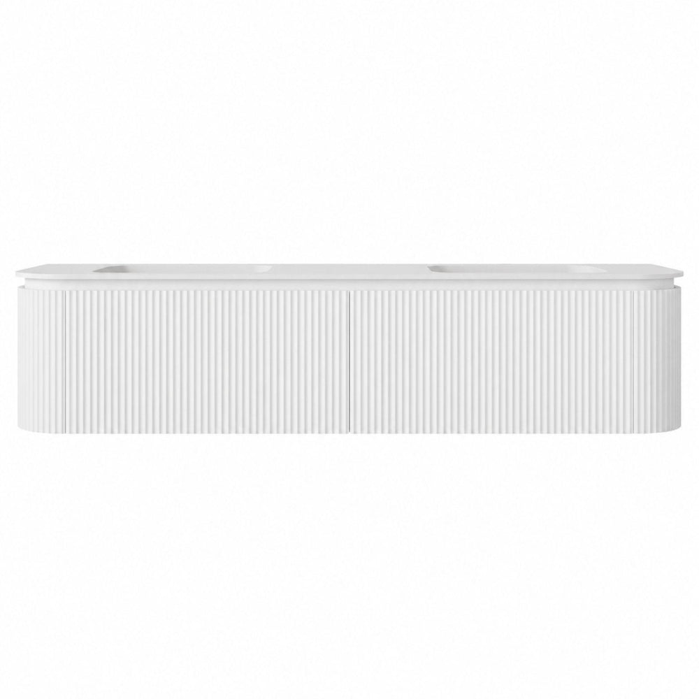 LUKKA ESTELLA MATTE WHITE 1800MM CURVE DOUBLE BOWL WALL HUNG VANITY