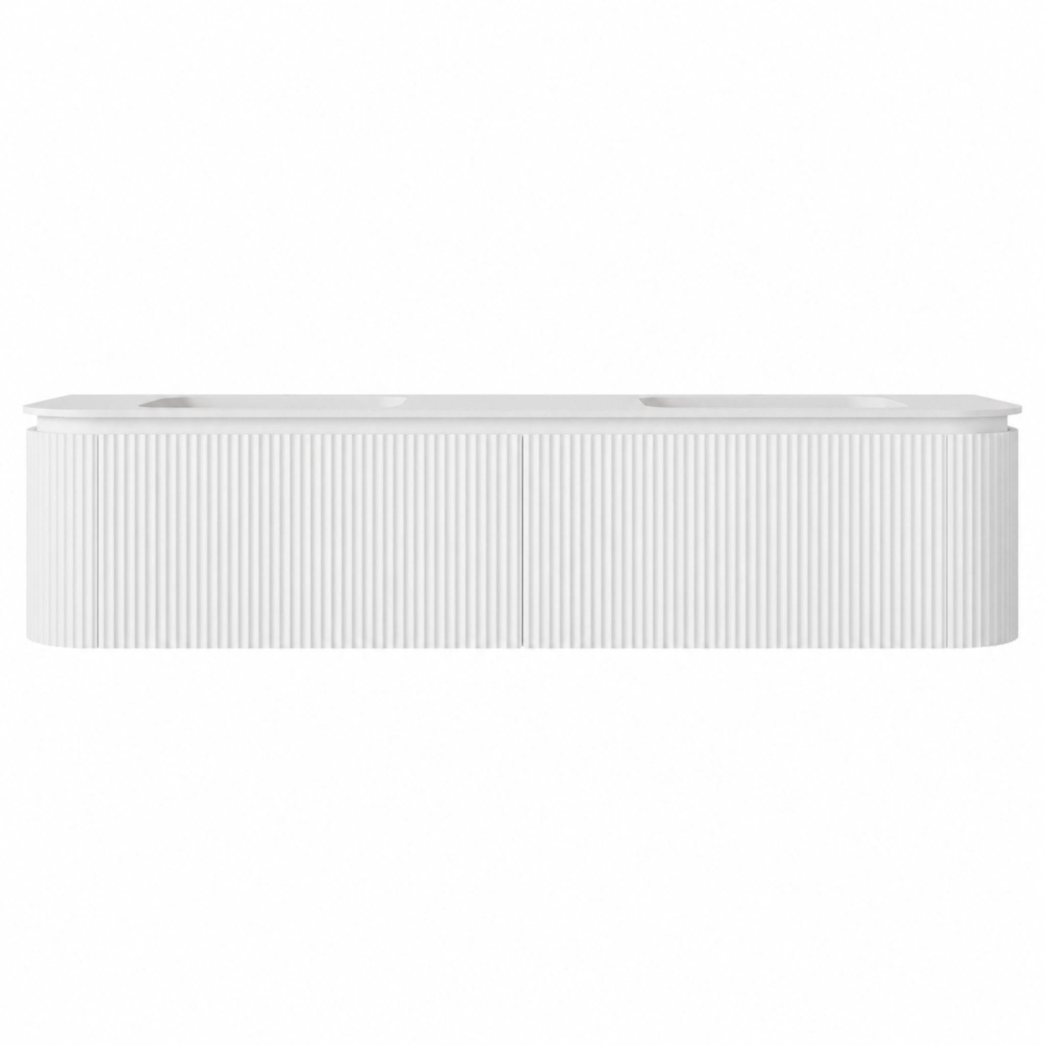 LUKKA ESTELLA MATTE WHITE 1800MM CURVE DOUBLE BOWL WALL HUNG VANITY
