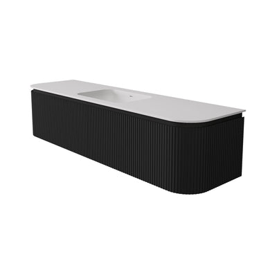 LUKKA ESTELLA MATTE BLACK 1800MM CURVE SINGLE BOWL WALL HUNG VANITY