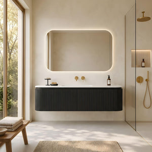 LUKKA ESTELLA MATTE BLACK 1800MM CURVE SINGLE BOWL WALL HUNG VANITY