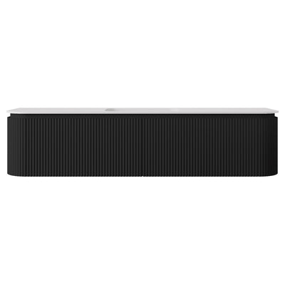 LUKKA ESTELLA MATTE BLACK 1800MM CURVE SINGLE BOWL WALL HUNG VANITY