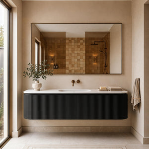 LUKKA ESTELLA MATTE BLACK 1800MM CURVE SINGLE BOWL WALL HUNG VANITY