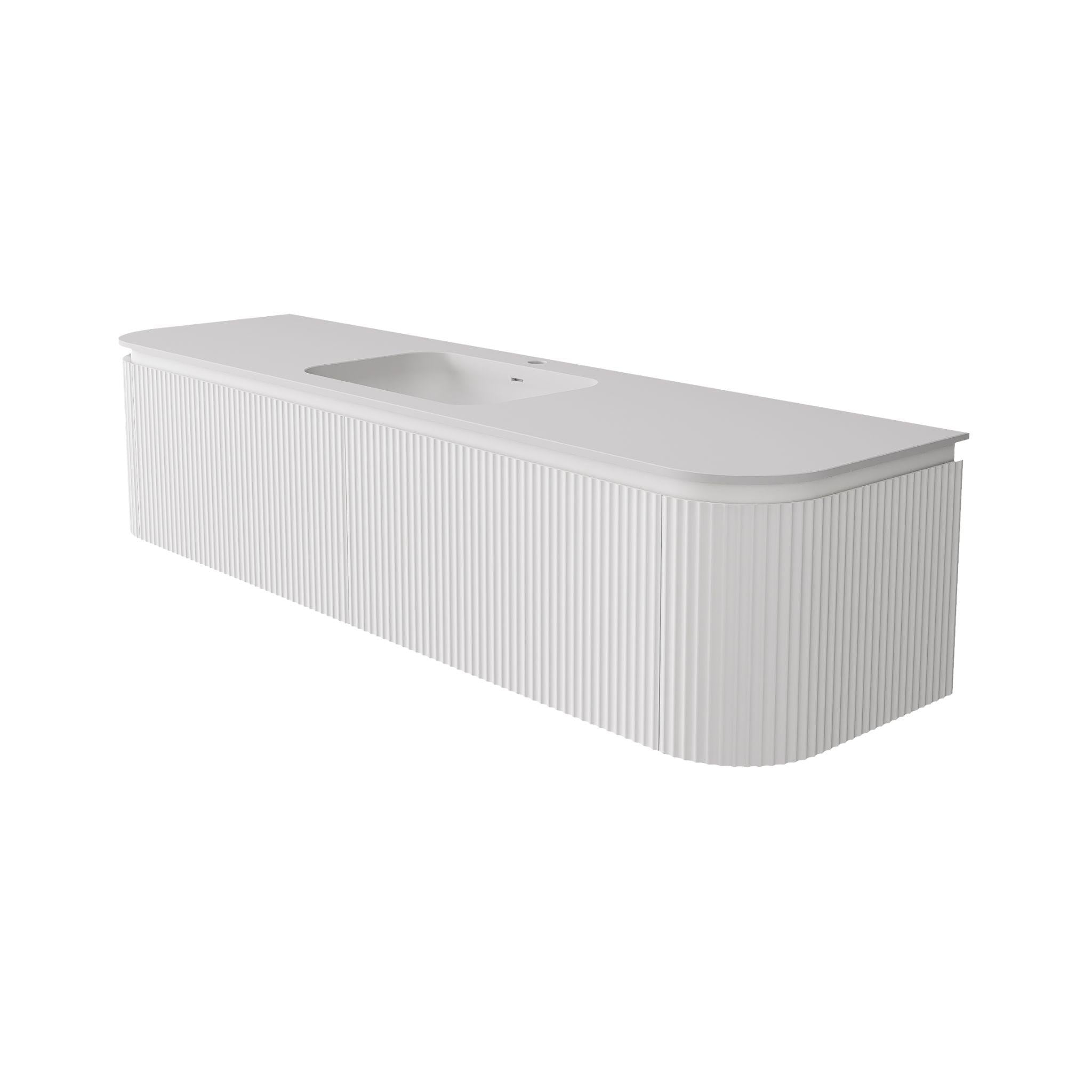 LUKKA ESTELLA MATTE WHITE 1800MM CURVE SINGLE BOWL WALL HUNG VANITY