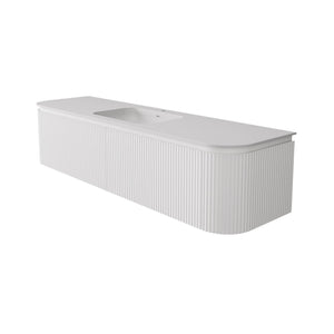 LUKKA ESTELLA MATTE WHITE 1800MM CURVE SINGLE BOWL WALL HUNG VANITY