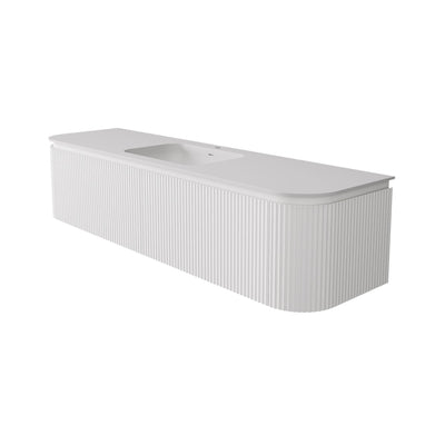 LUKKA ESTELLA MATTE WHITE 1800MM CURVE SINGLE BOWL WALL HUNG VANITY