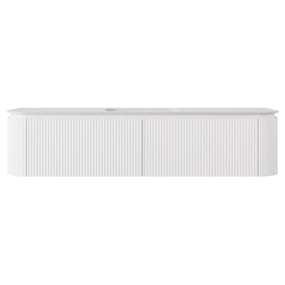 LUKKA ESTELLA MATTE WHITE 1800MM CURVE SINGLE BOWL WALL HUNG VANITY
