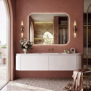 LUKKA ESTELLA MATTE WHITE 1800MM CURVE SINGLE BOWL WALL HUNG VANITY
