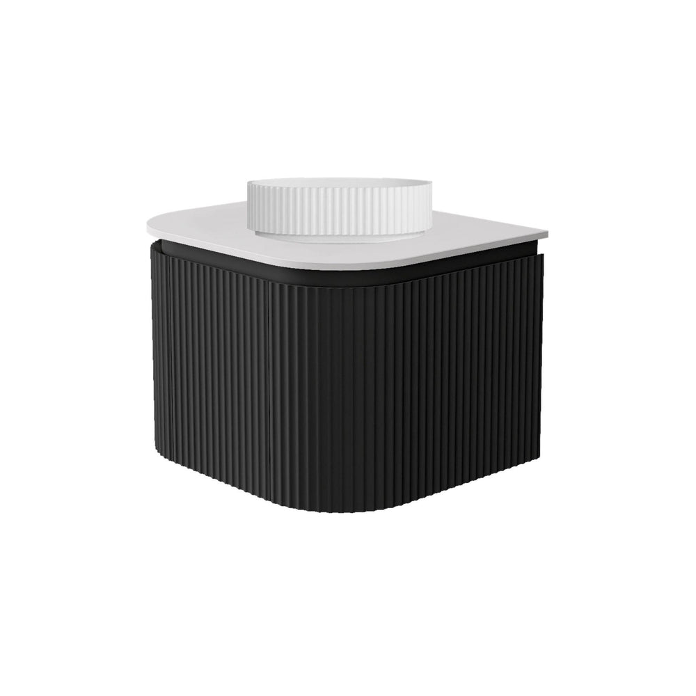 LUKKA ESTELLA MATTE BLACK 600MM CURVE SINGLE BOWL WALL HUNG VANITY