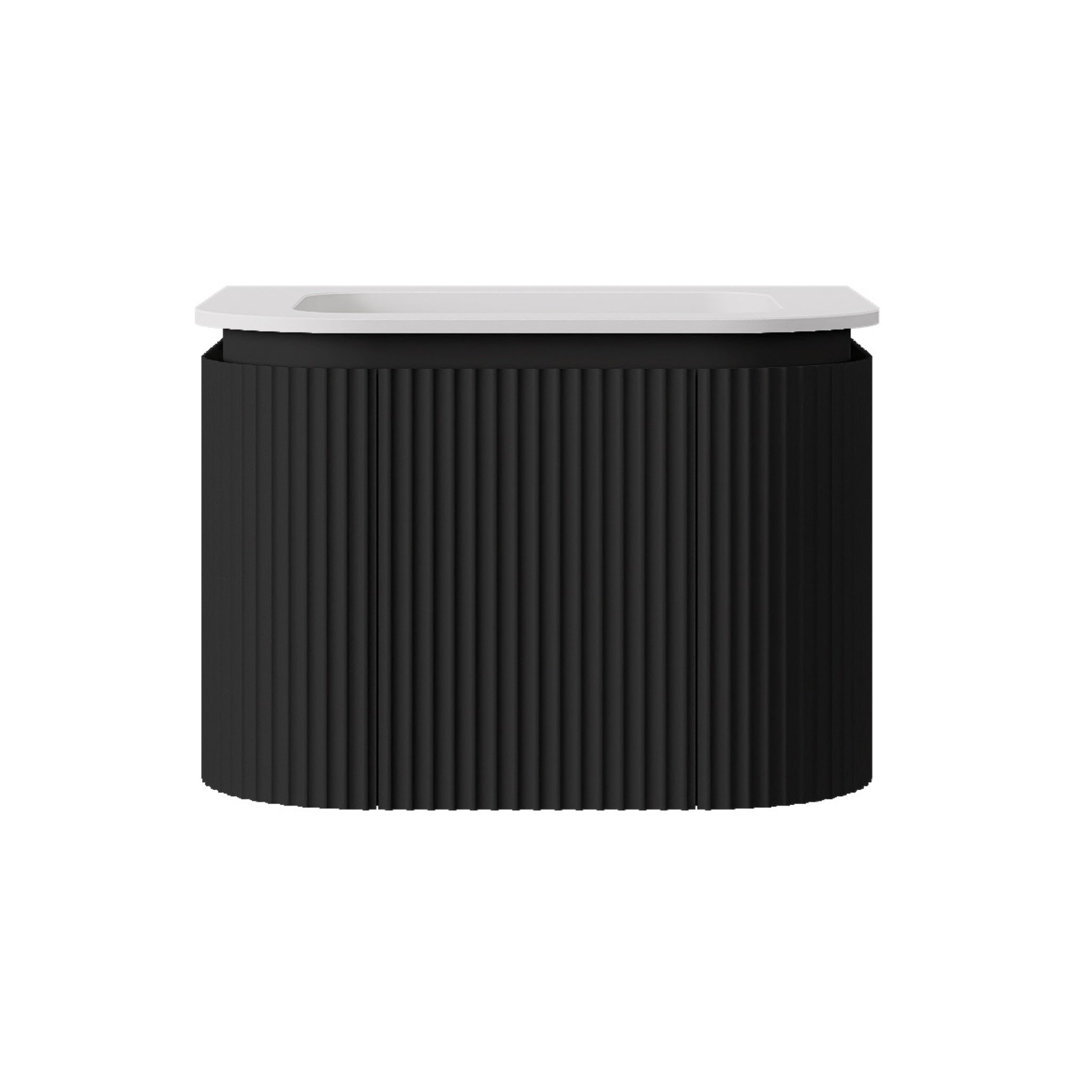 LUKKA ESTELLA MATTE BLACK 600MM CURVE SINGLE BOWL WALL HUNG VANITY