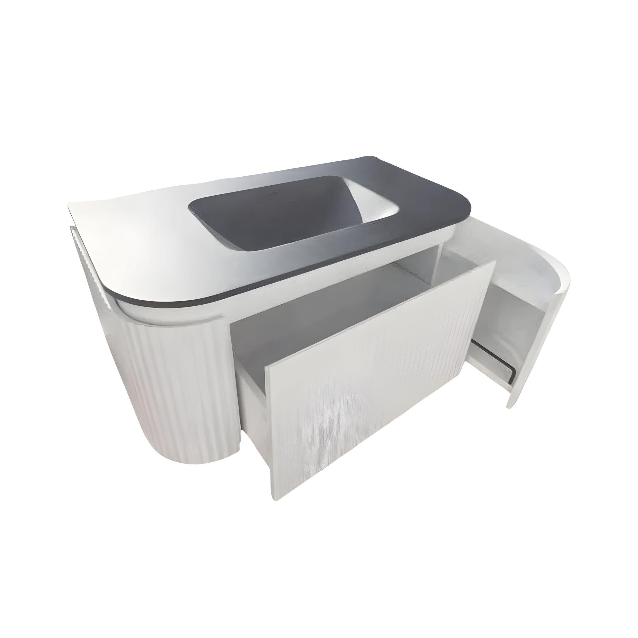 LUKKA ESTELLA MATTE WHITE 600MM CURVE SINGLE BOWL WALL HUNG VANITY