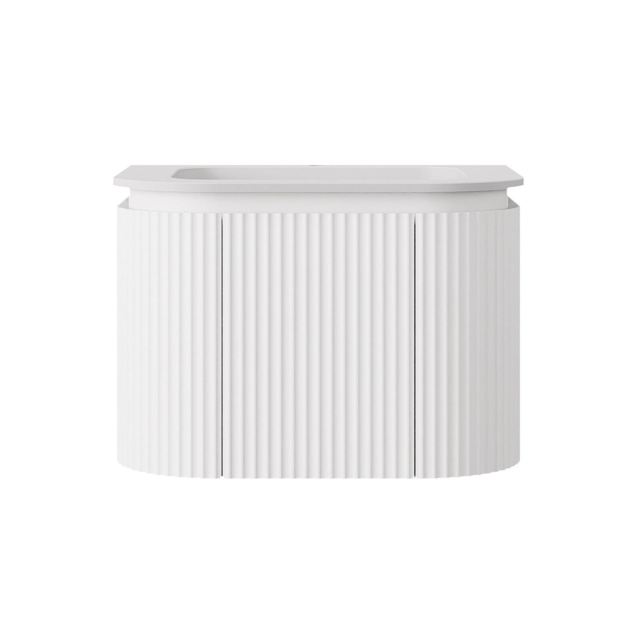 LUKKA ESTELLA MATTE WHITE 600MM CURVE SINGLE BOWL WALL HUNG VANITY