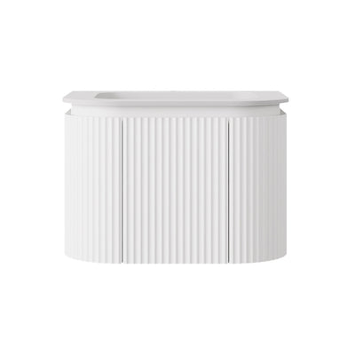 LUKKA ESTELLA MATTE WHITE 600MM CURVE SINGLE BOWL WALL HUNG VANITY