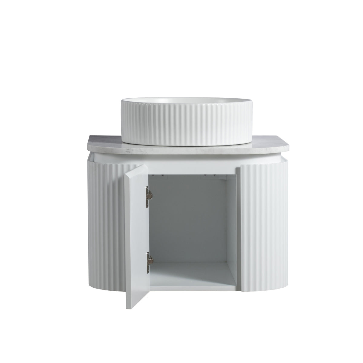 LUKKA ESTELLA MATTE WHITE 600MM CURVE SINGLE BOWL WALL HUNG VANITY