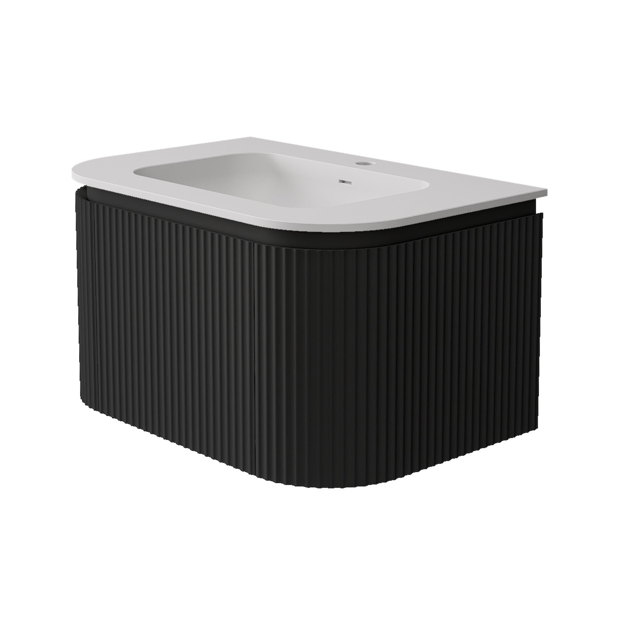 LUKKA ESTELLA MATTE BLACK 750MM CURVE SINGLE BOWL WALL HUNG VANITY