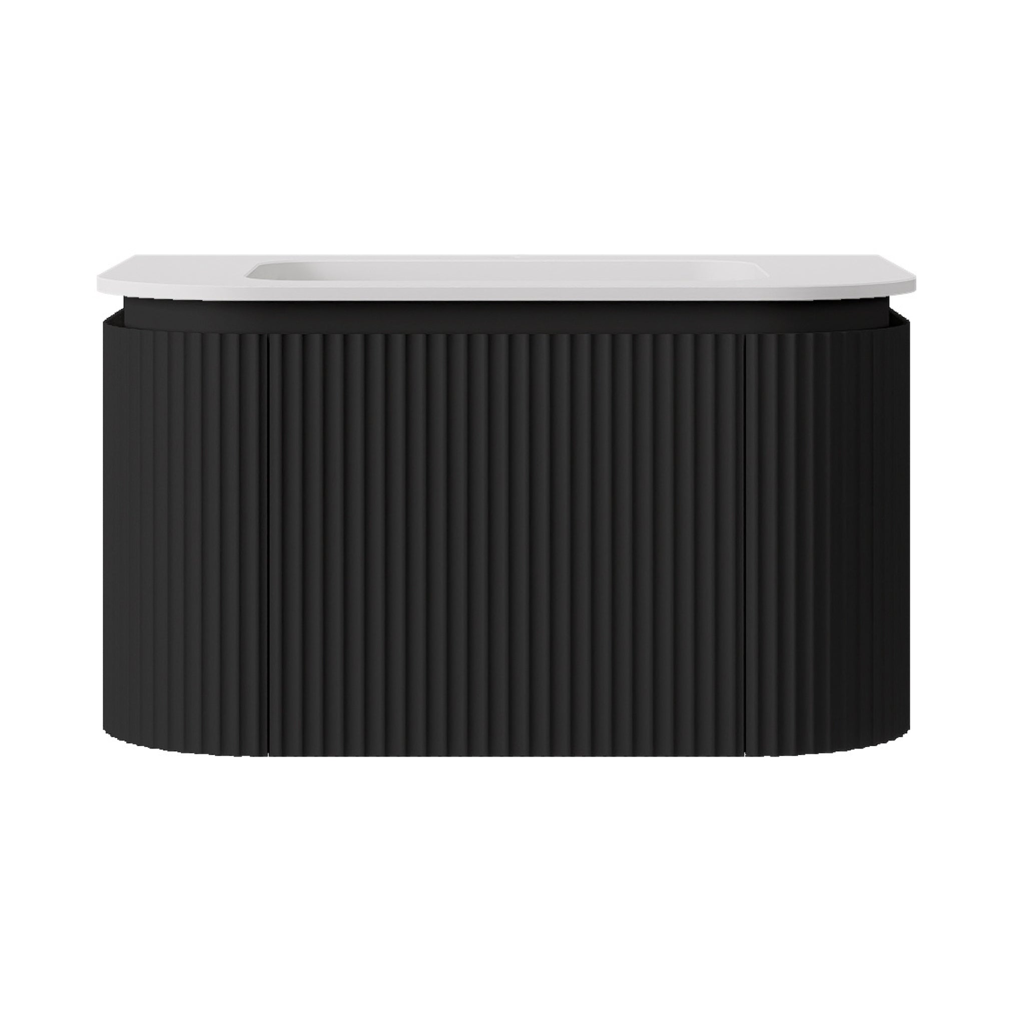 LUKKA ESTELLA MATTE BLACK 750MM CURVE SINGLE BOWL WALL HUNG VANITY