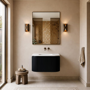 LUKKA ESTELLA MATTE BLACK 750MM CURVE SINGLE BOWL WALL HUNG VANITY