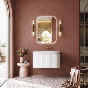 LUKKA ESTELLA MATTE WHITE 750MM CURVE SINGLE BOWL WALL HUNG VANITY