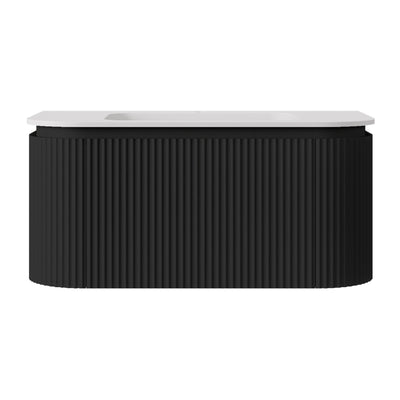 LUKKA ESTELLA MATTE BLACK 900MM CURVE SINGLE BOWL WALL HUNG VANITY