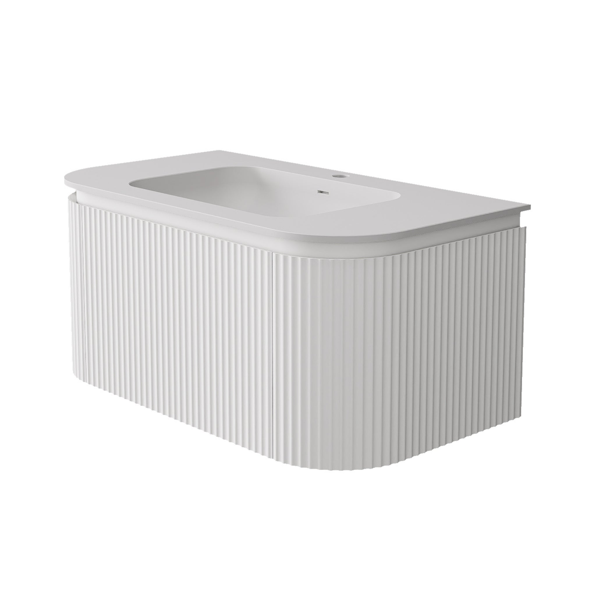 LUKKA ESTELLA MATTE WHITE 900MM CURVE SINGLE BOWL WALL HUNG VANITY