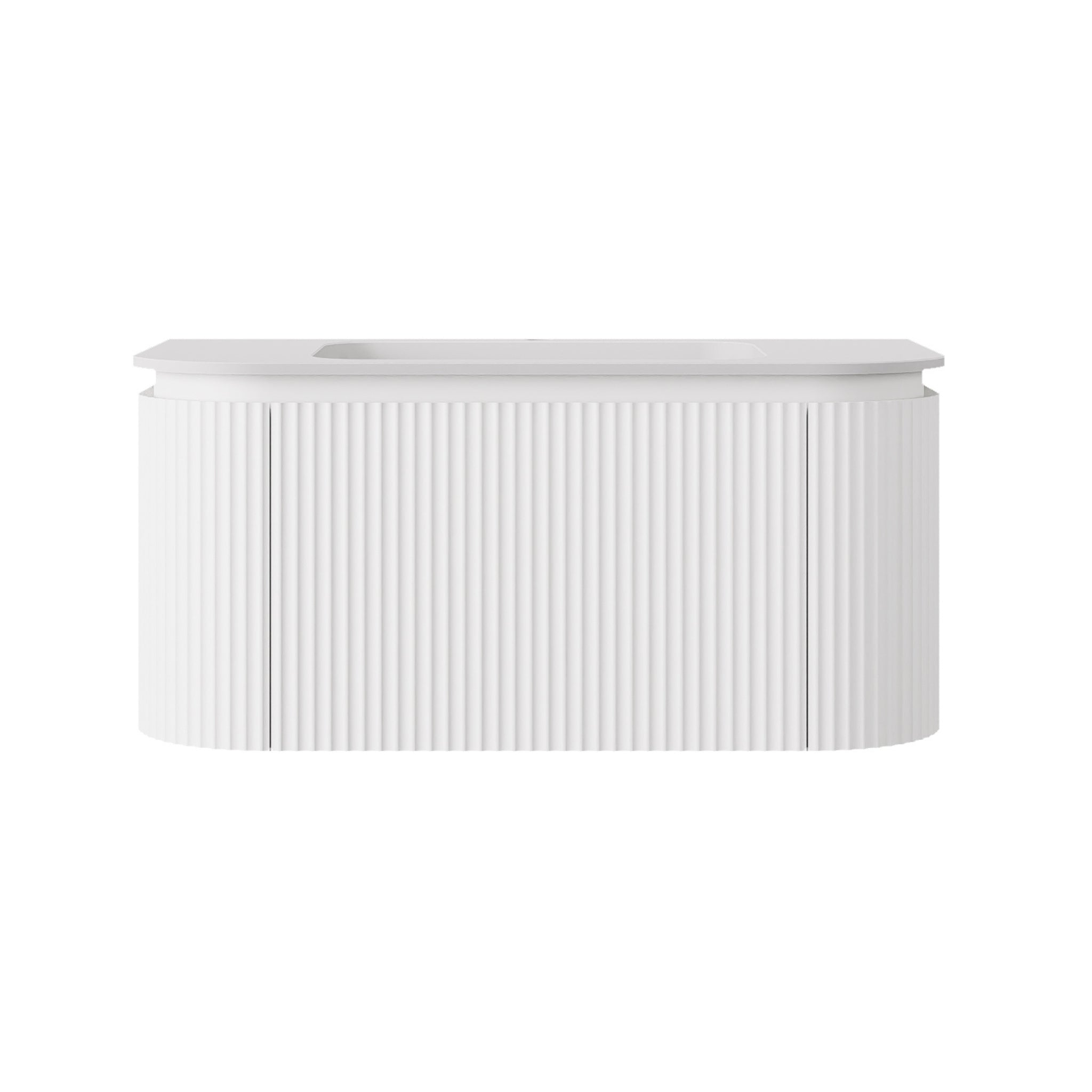 LUKKA ESTELLA MATTE WHITE 900MM CURVE SINGLE BOWL WALL HUNG VANITY