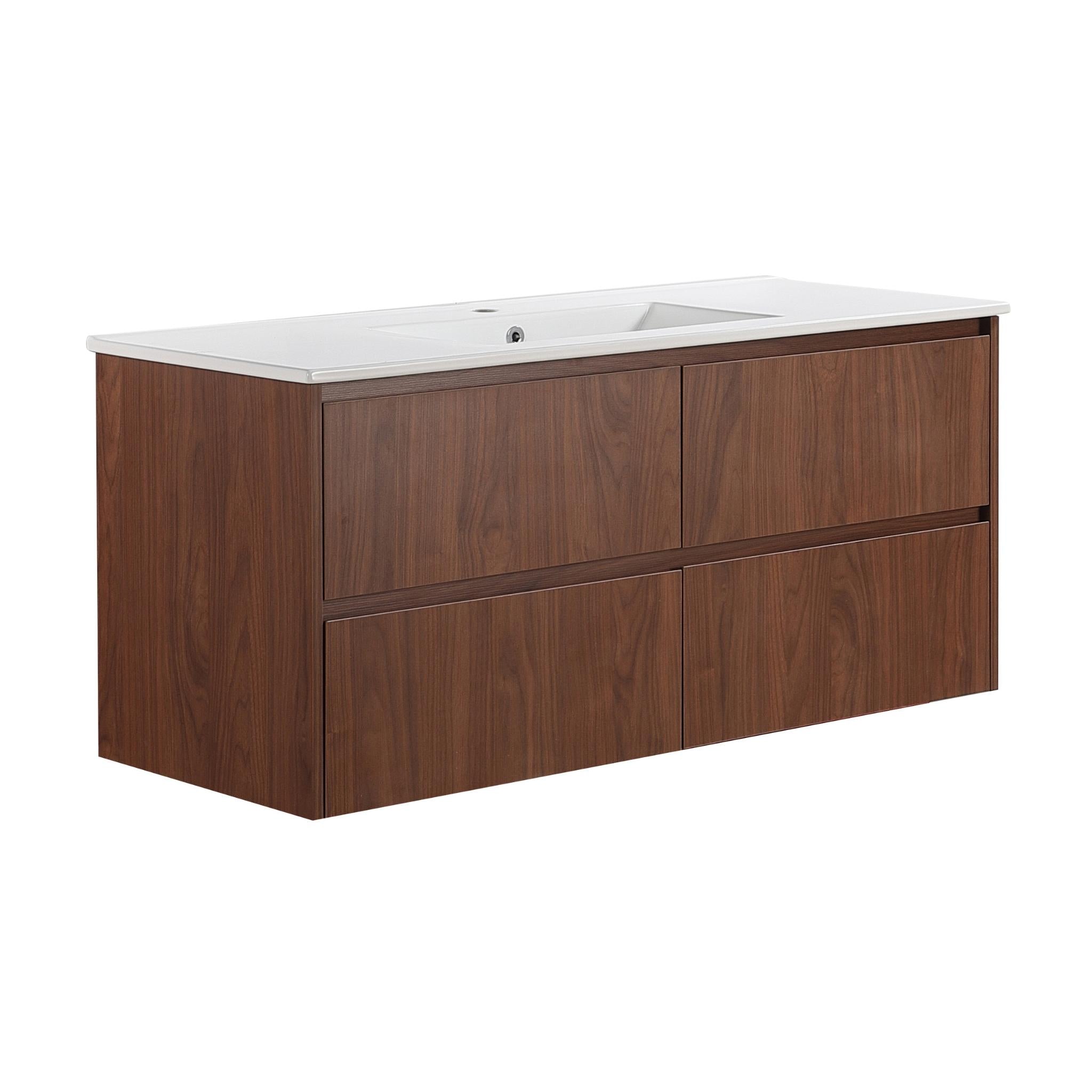 LUKKA GLADSTONE MODERN MOCHA OAK 1200MM SINGLE BOWL WALL HUNG VANITY