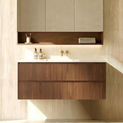 LUKKA GLADSTONE MODERN MOCHA OAK 1200MM SINGLE BOWL WALL HUNG VANITY