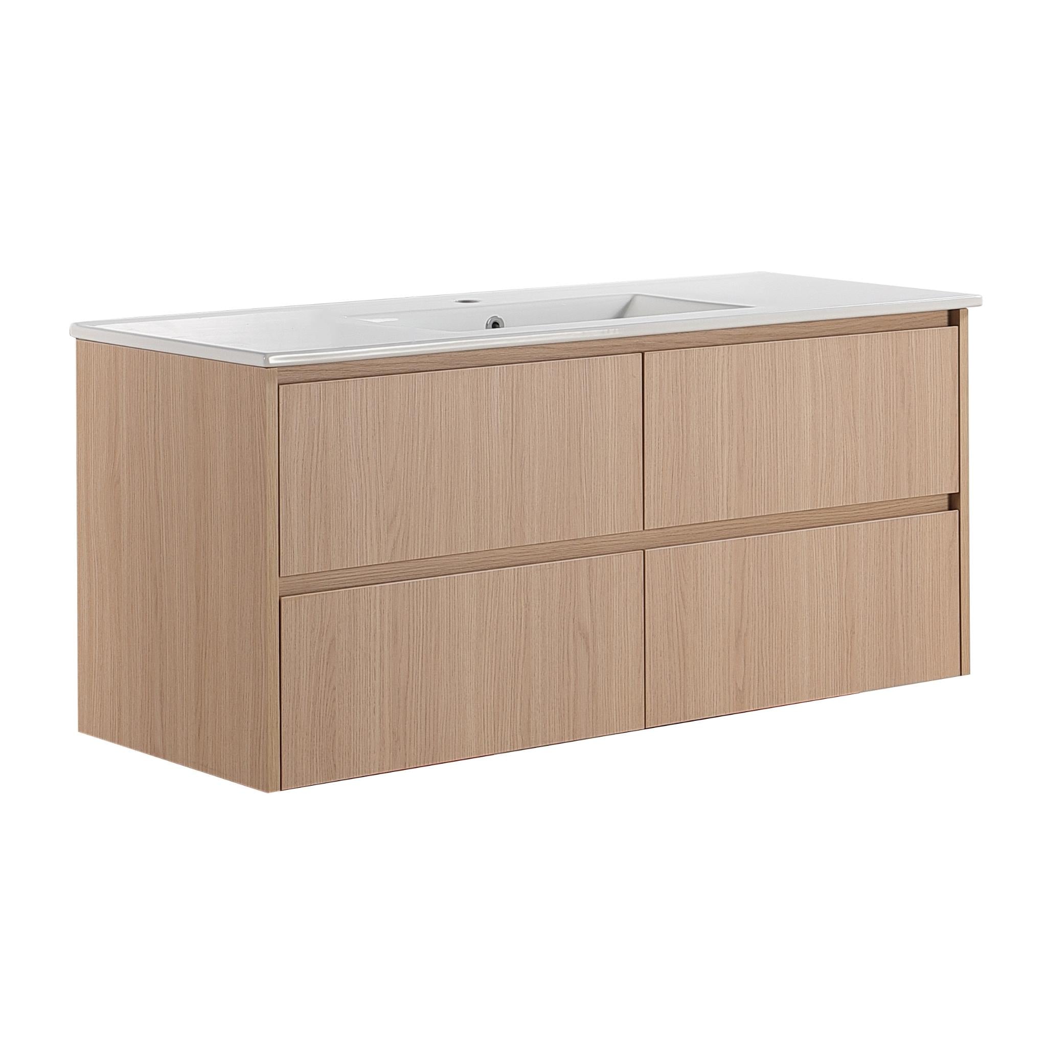 LUKKA GLADSTONE MODERN SANDY OAK 1200MM SINGLE BOWL WALL HUNG VANITY