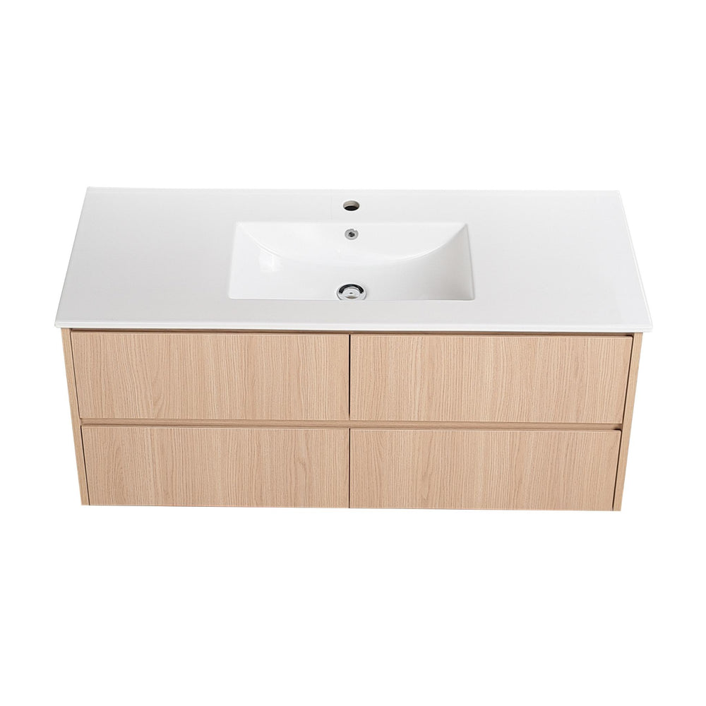 LUKKA GLADSTONE MODERN SANDY OAK 1200MM SINGLE BOWL WALL HUNG VANITY