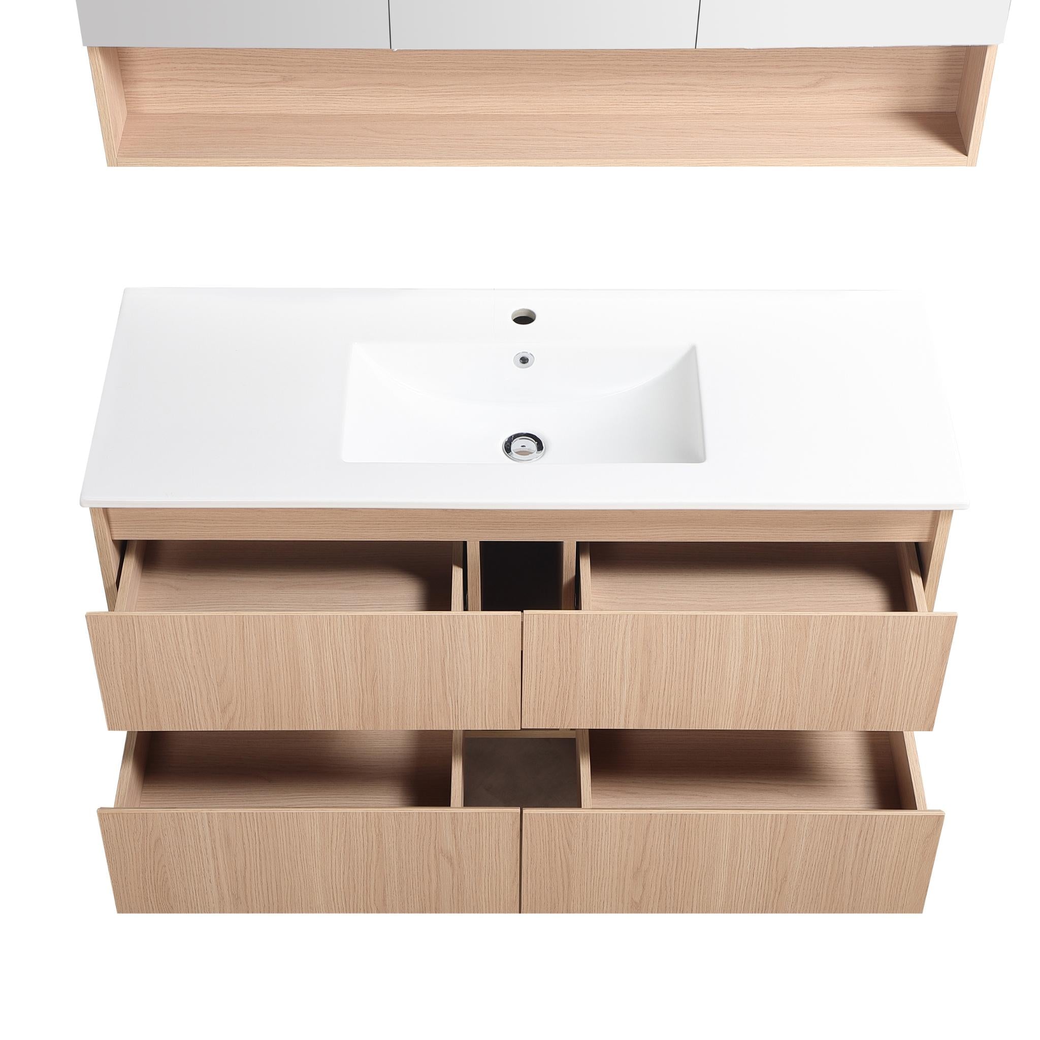 LUKKA GLADSTONE MODERN SANDY OAK 1200MM SINGLE BOWL WALL HUNG VANITY