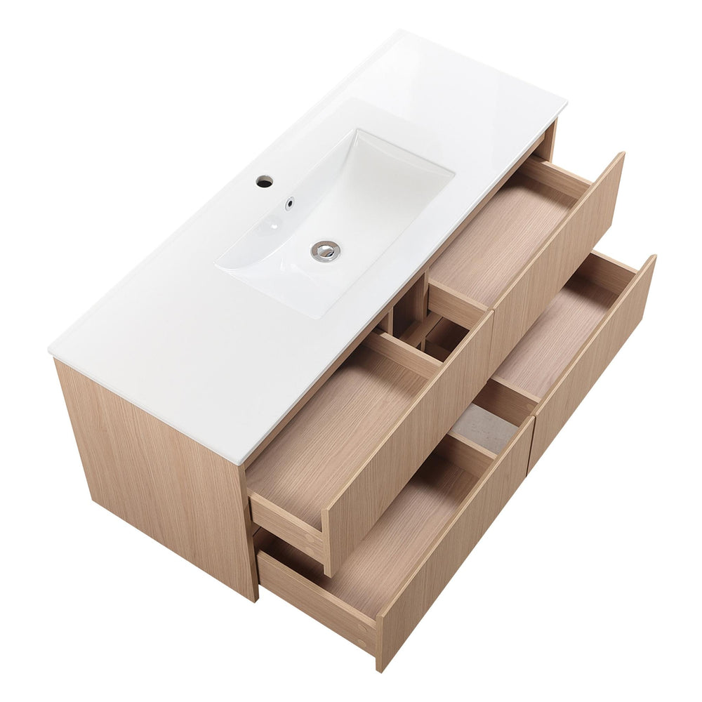 LUKKA GLADSTONE MODERN SANDY OAK 1200MM SINGLE BOWL WALL HUNG VANITY
